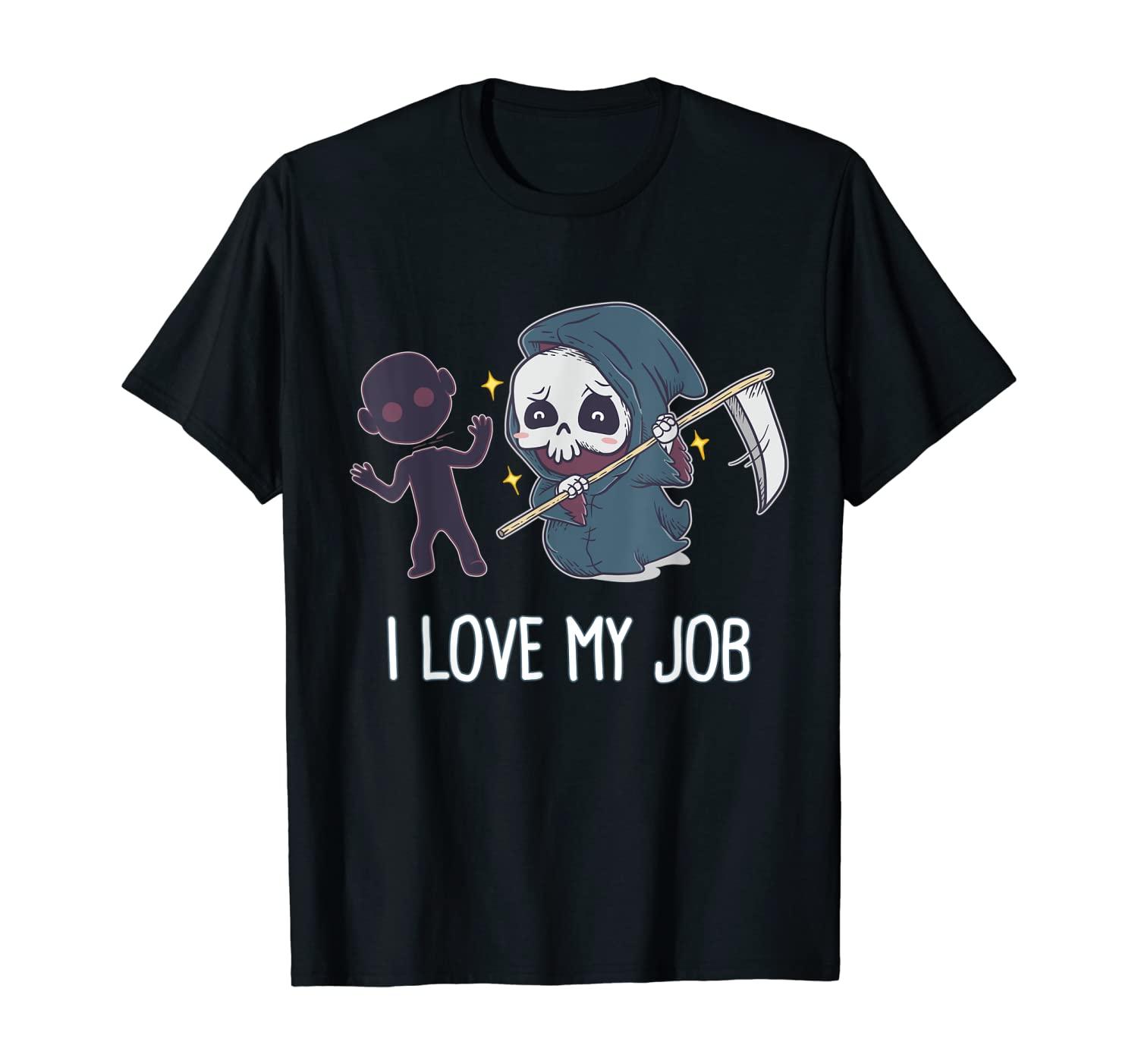 Kawaii Grim Reaper I Love My Job Sensenmann Goth Halloween T-Shirt