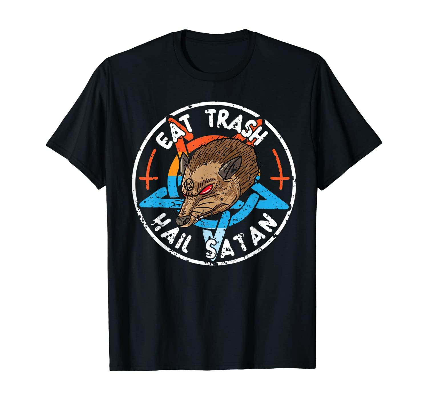 Eat Trash Hail Satan Opossum Pentagramm Garbage Gang Teufel T-Shirt