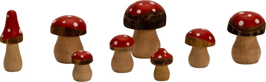 16 Stück Holzpilze Fliegenpilz handbemalte Figuren im Set 3 - 6,5 cm