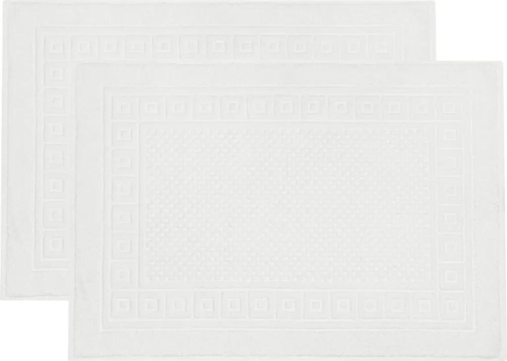 2er Set Badematte Badvorleger mit Waffelmuster, 100% Baumwolle, 50x70 cm, weiß