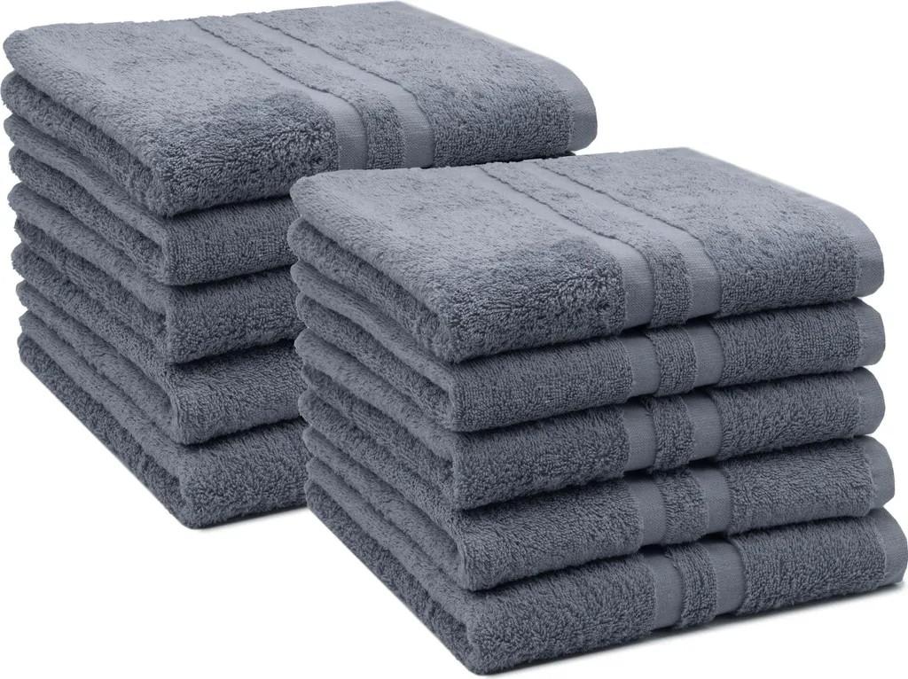 10er Set Handtücher, 50x100 cm, 100% Baumwolle, grau