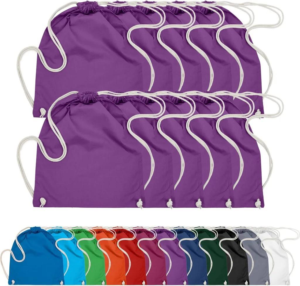 10er PACK Baumwoll Turnbeutel Sportbeutel Zuziehbeutel Sack Schuhbeutel Rucksack