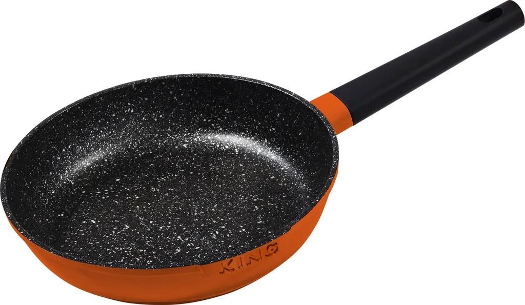 Ø24cm Bratpfanne ca. 5.5cm hoch KING® SHINE ORANGE aus Aluguss mit Keramikbeschi