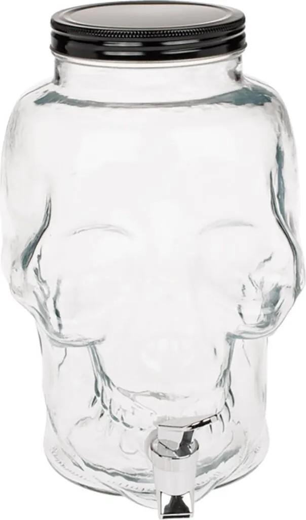 Totenkopf aus Glas mit Deckel 4 L