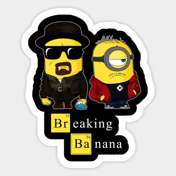  Breaking Banana Minion Sticker | Funny Cartoon Parody Artwork | Cute Yellow Character Vinyl Decal | Comedy-Inspired Animation Design | Kawaii Movie Fan Gift | Premium Sticker