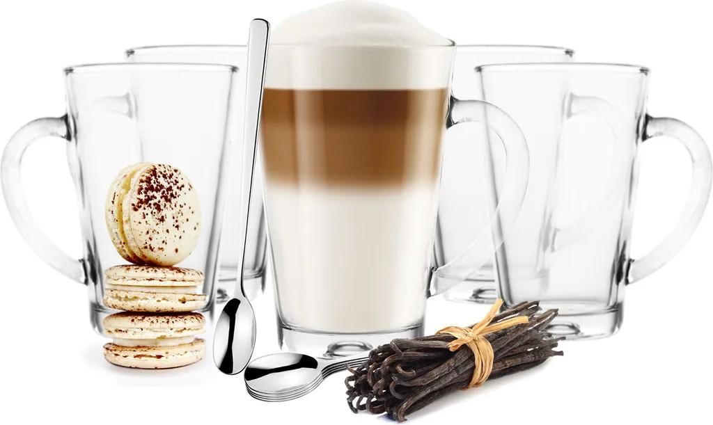 Sendez 6 Latte Macchiato Gläser 300ml mit Henkel und 6 Edelstahl-Löffel 
