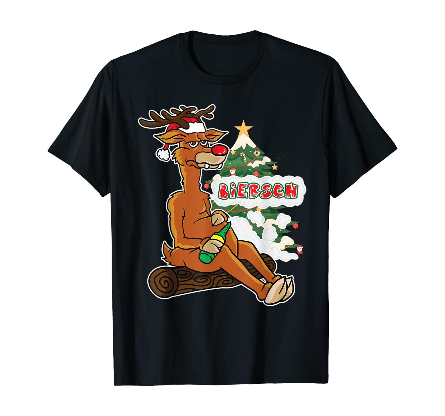 Biersch Renbier Rudolph Bier Saufen Rentier Fun Weihnachten T-Shirt