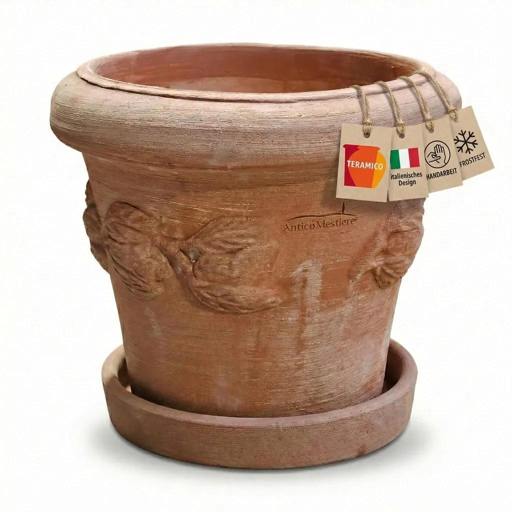 Teramico Terracotta Topf "Limoni" Frostfest optional mit Teller