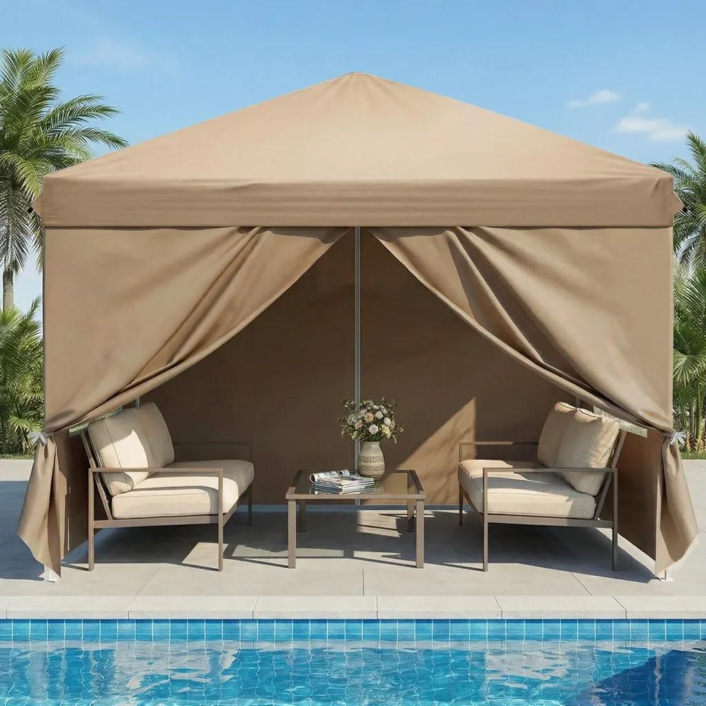 FCH Faltpavillon 3x3 m Gartenpavillon mit 4 Seitenteilen, Pavillon 