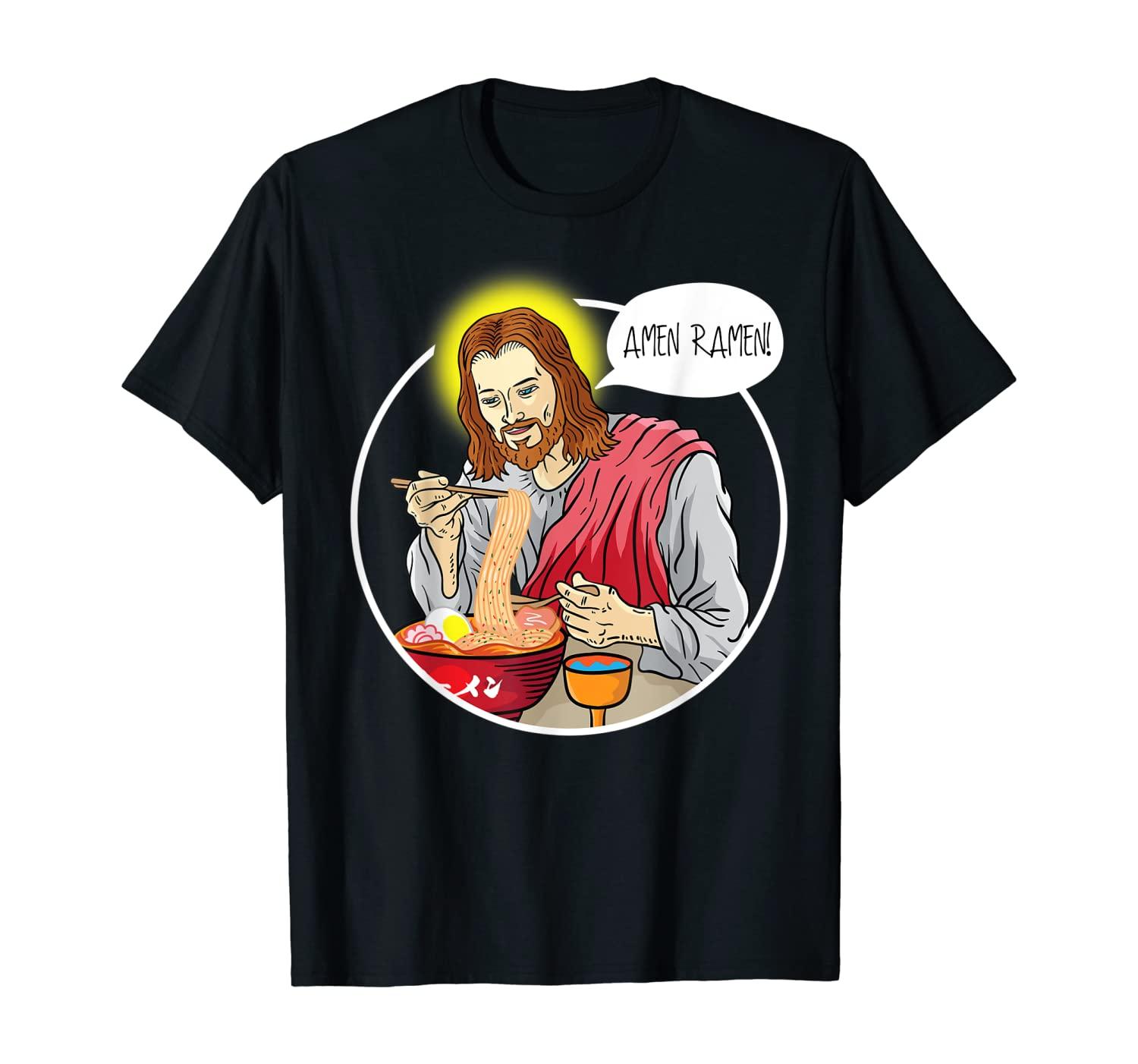 Jesus Christus isst Japanische Ramen Nudeln Fun Christentum T-Shirt
