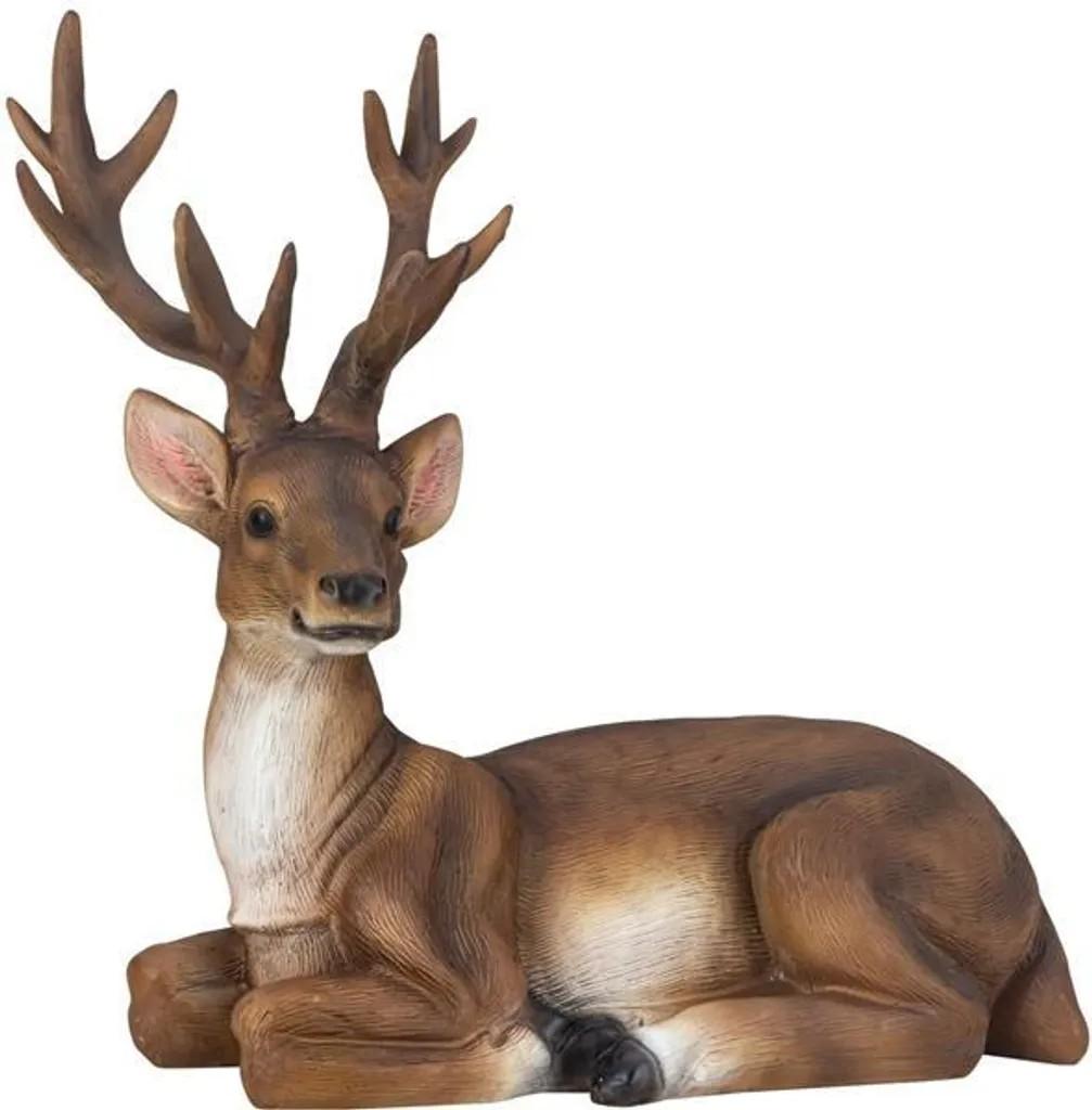 Hirschfigur liegend 29,5cm groß Winterdekoration Weihnachten Dekoration