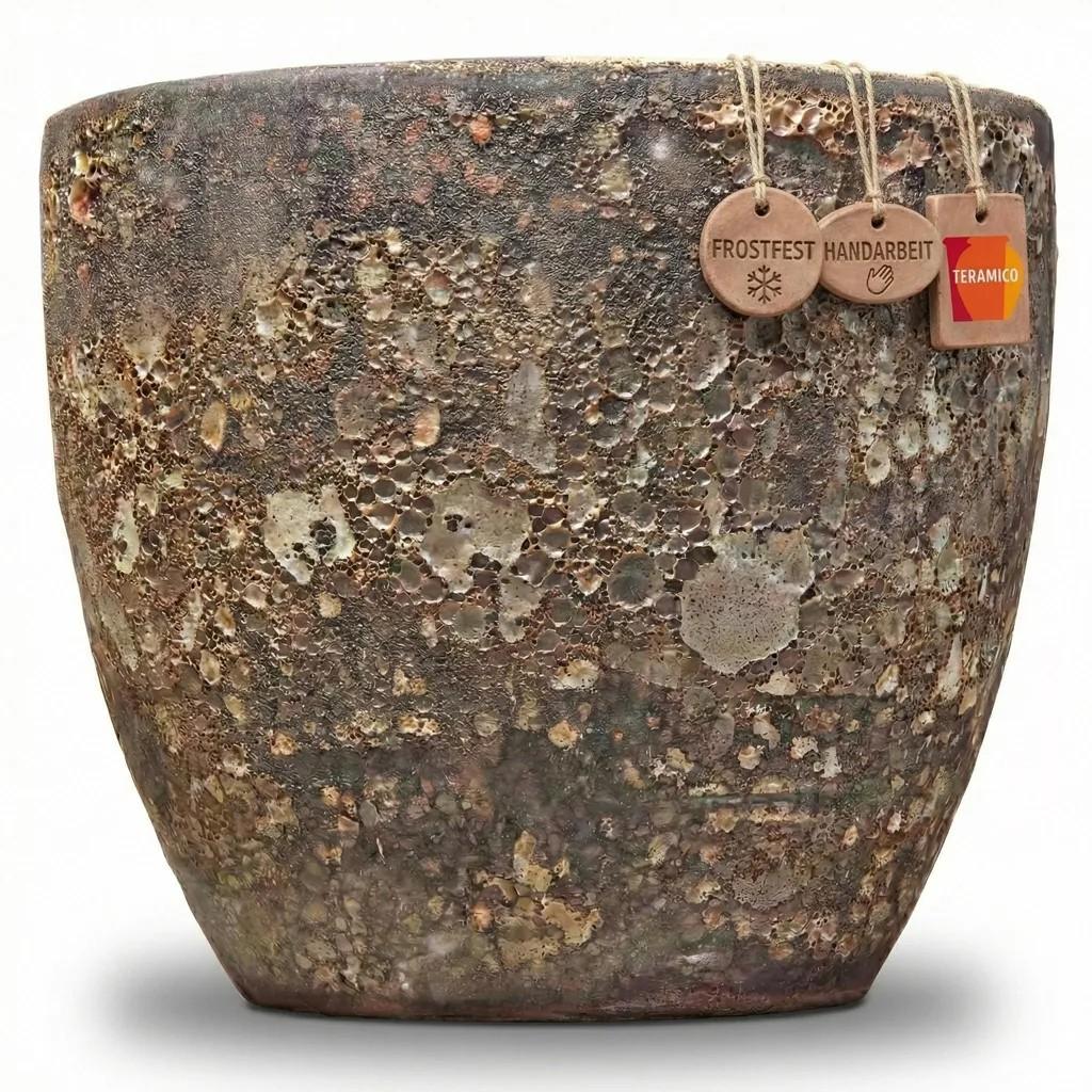Teramico Keramik Pflanzgefäß "Egg Pot" Lava Braun - Ø 38cm Frostfest