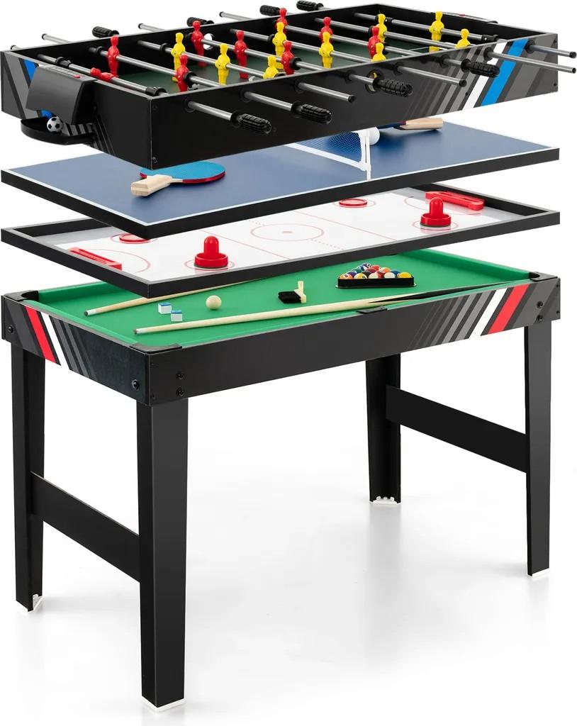 COSTWAY 4 in 1 Tischkicker, Multifunktionstisch mit Tischfußball,Billard