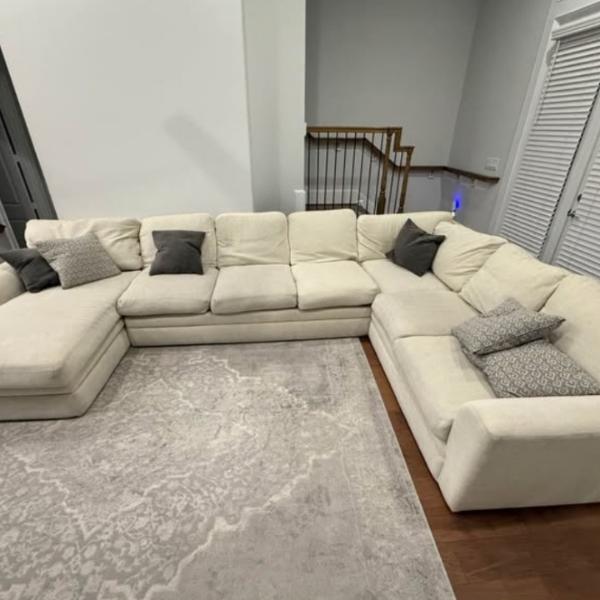 Large Cream U-Shaped Sectional Sofa with Chaise