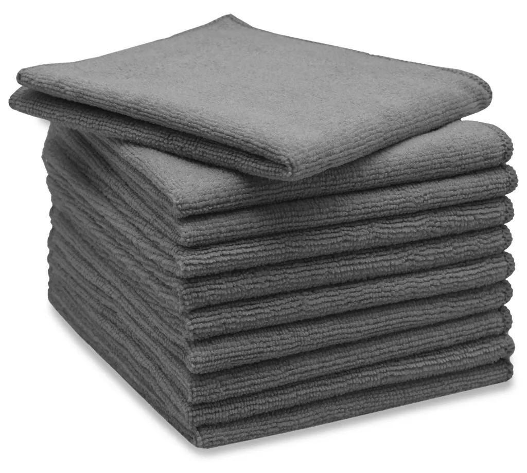 10er Set Mikrofasertücher für streifenfreien Glanz, saugstark, grau