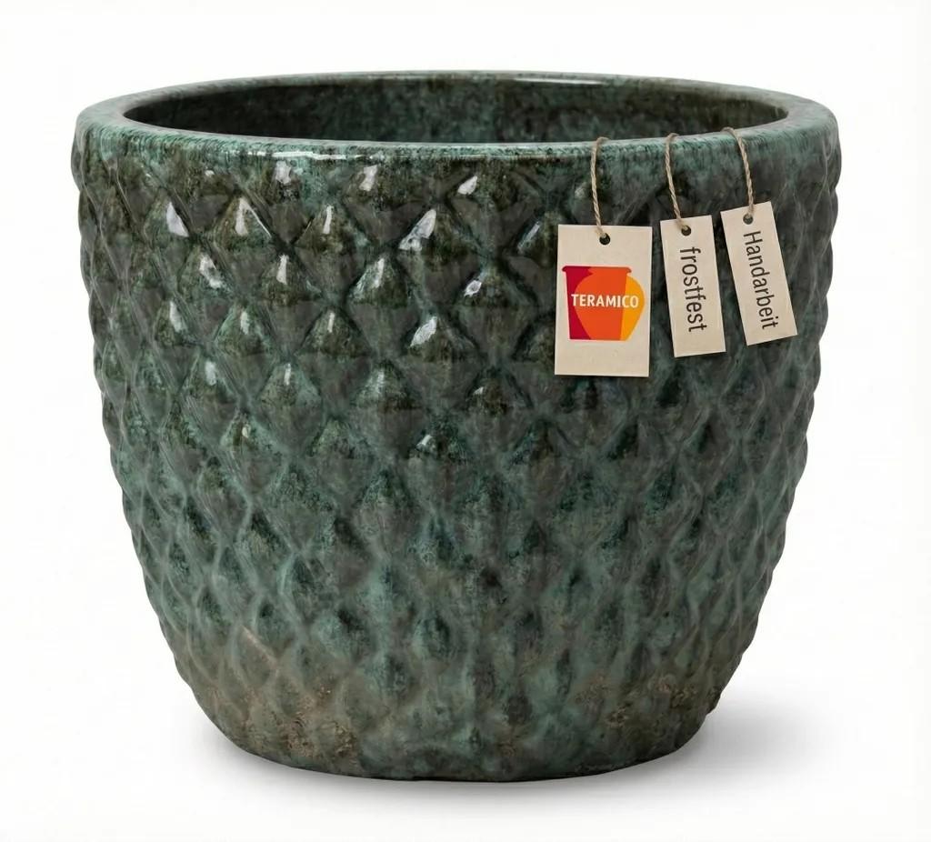 Teramico Pflanzgefäß Keramik „London“ Ø24cm Moosgrün Frostfest