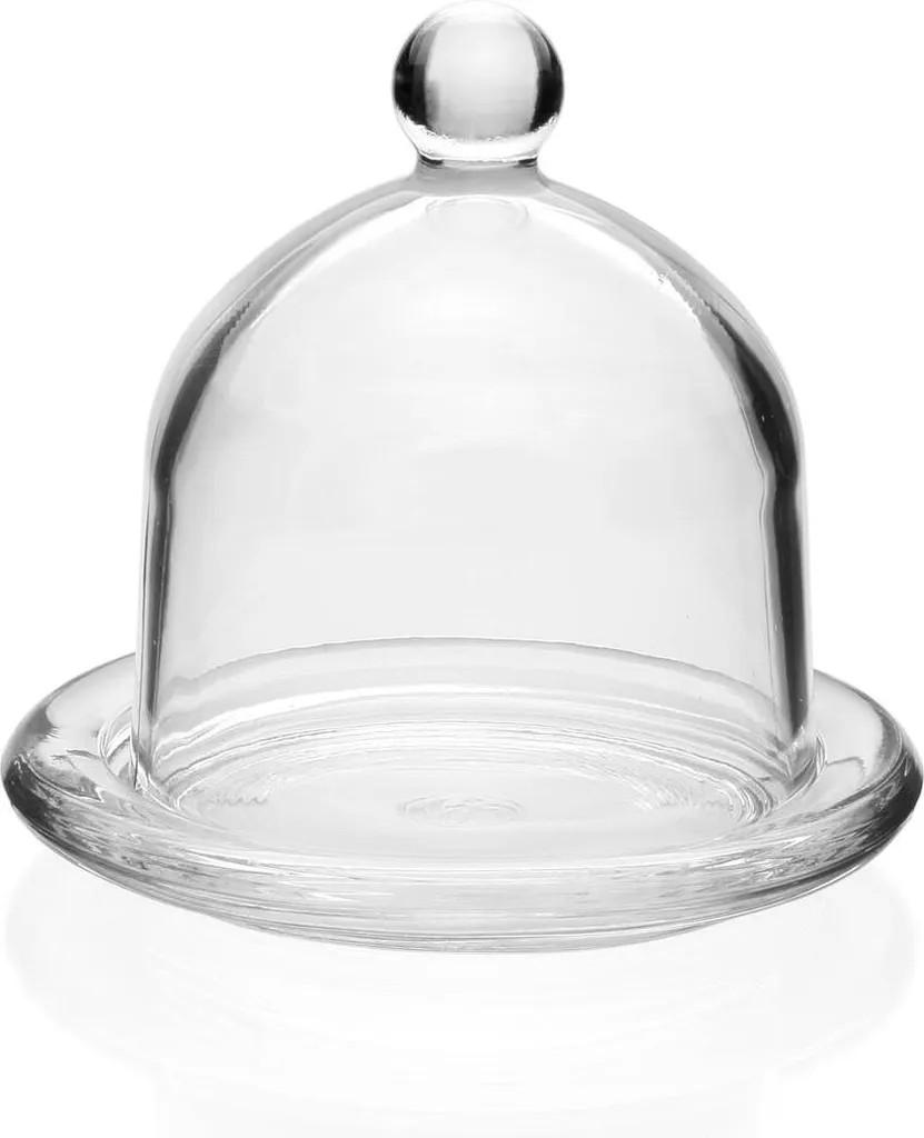 Glashaube 12,5cm Glasglocke mit Teller