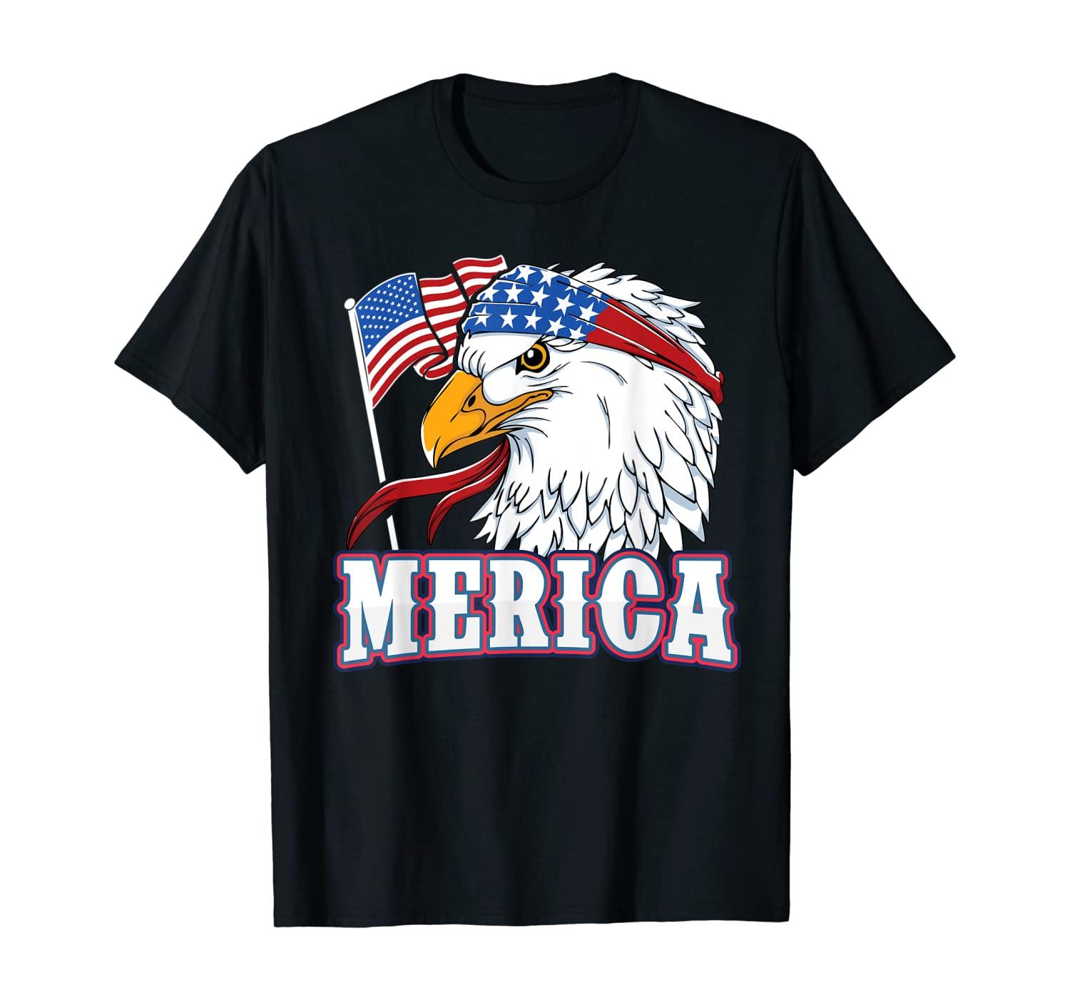 Adler mit USA Flagge Bandana Shirt US Amerika 4th of July T-Shirt