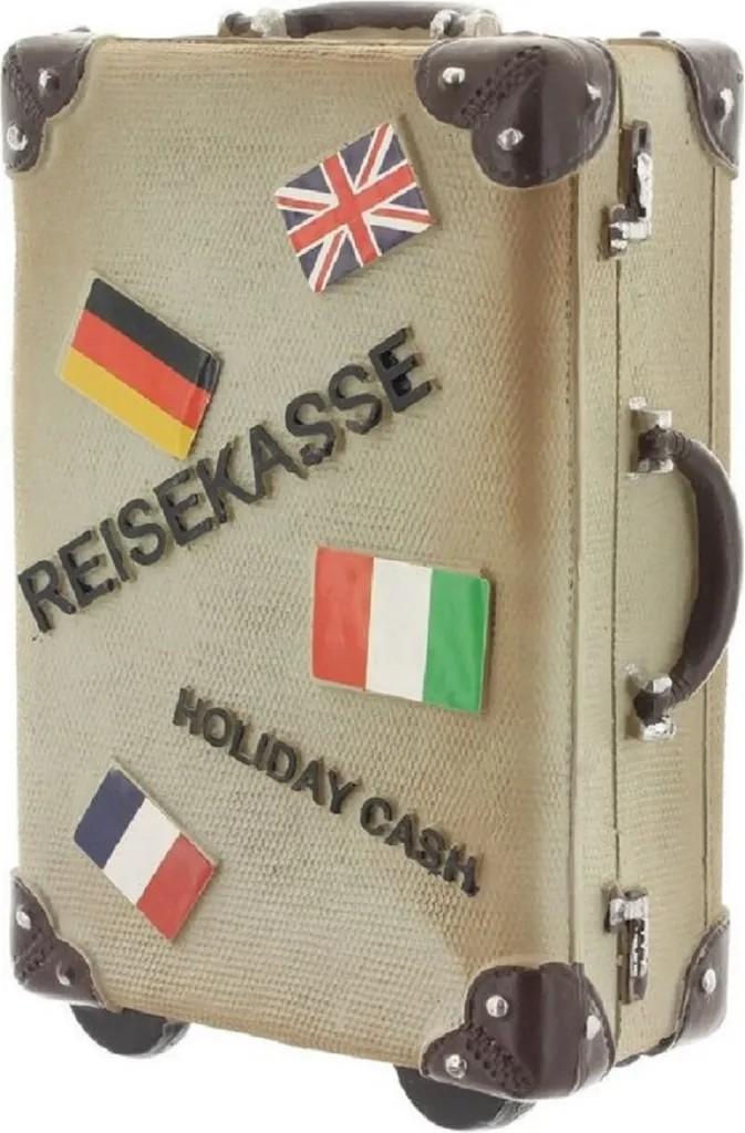 Spardose Reisekoffer Grau 15 cm x 11 cm Sparbüchse