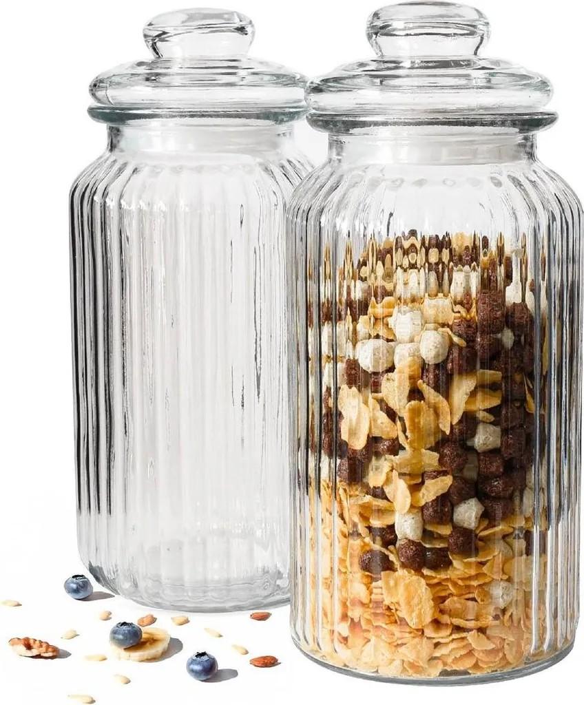 2x Vorratsgläser 1,5L mit Deckel Bonbonglas