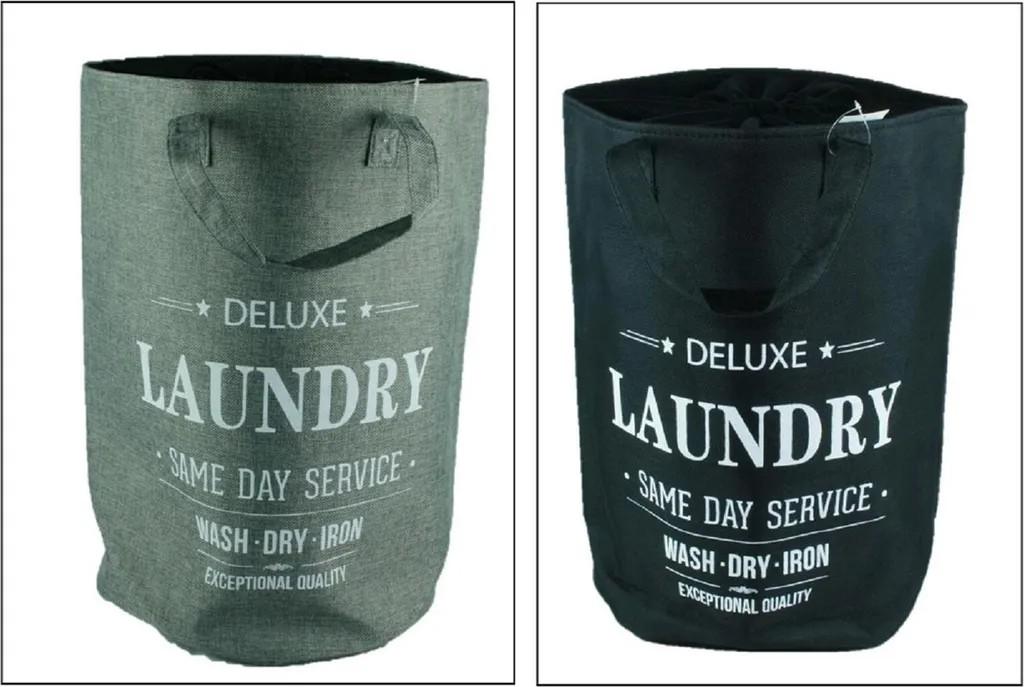 2 Stück Wäschesäcke DELUXE LAUNDRY Schwarz Grau