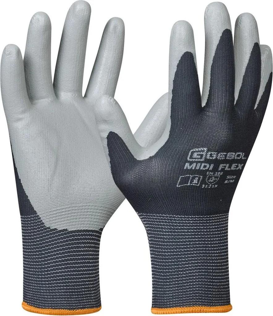 GEBOL Arbeitshandschuhe grau/schwarz Midi-Flex Gr. 9