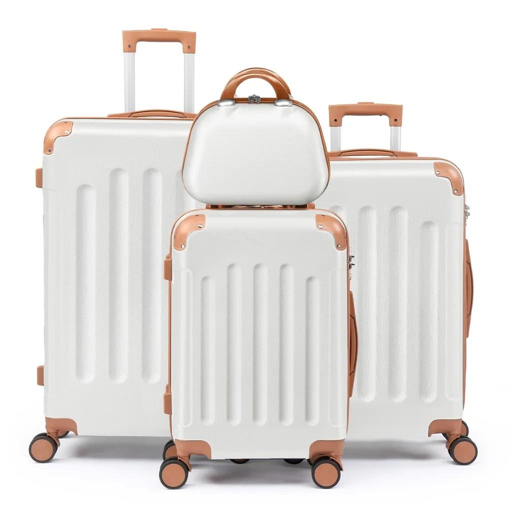 FCH Kofferset 4 teilig Hartschale, Trolley Handgepäck Aus ABS mit Beautycase