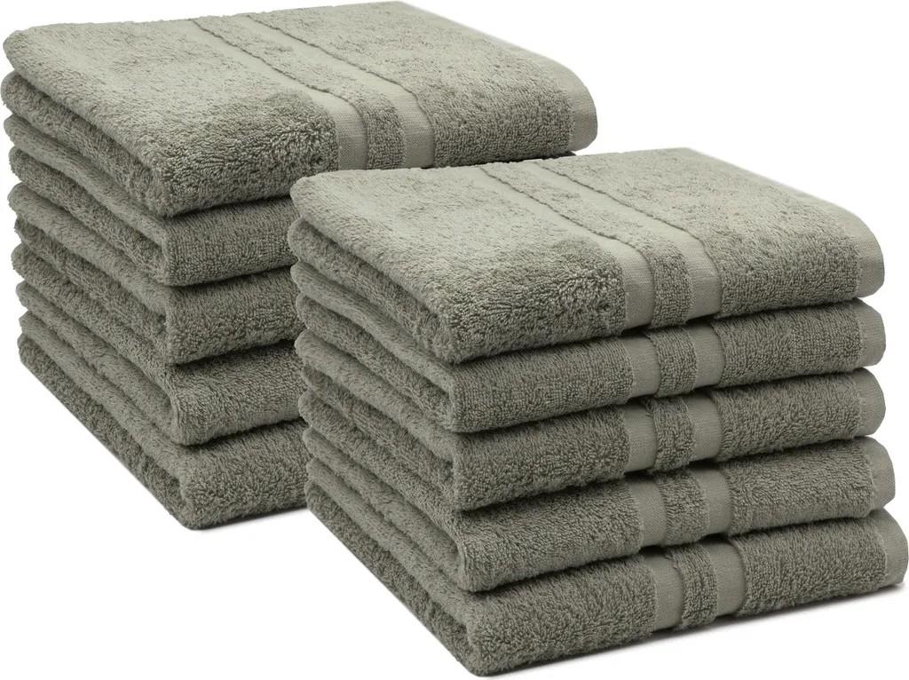 10er Set Handtücher, 50x100 cm, 100% Baumwolle, taupe