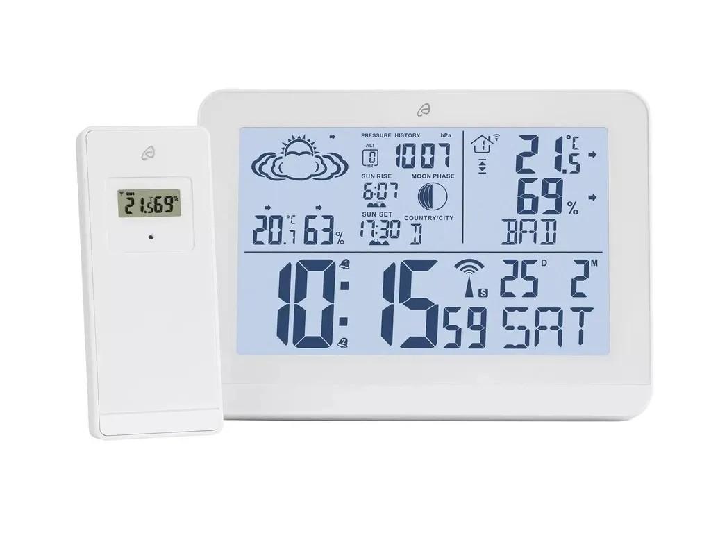Design Funkwetterstation mit Außensensor Funk Weiß NEU