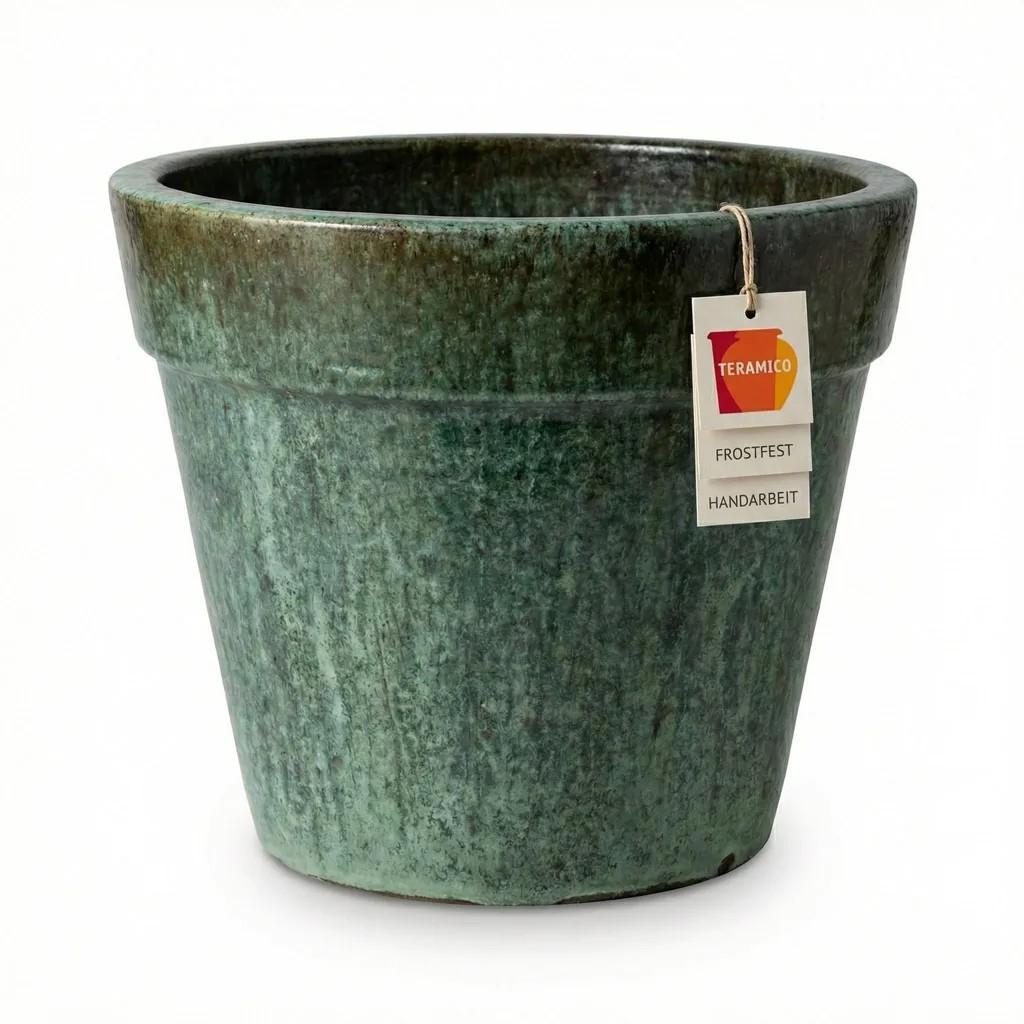 Teramico Keramik Pflanzkübel "Round Plain" Grün - Ø 38cm Frostfest