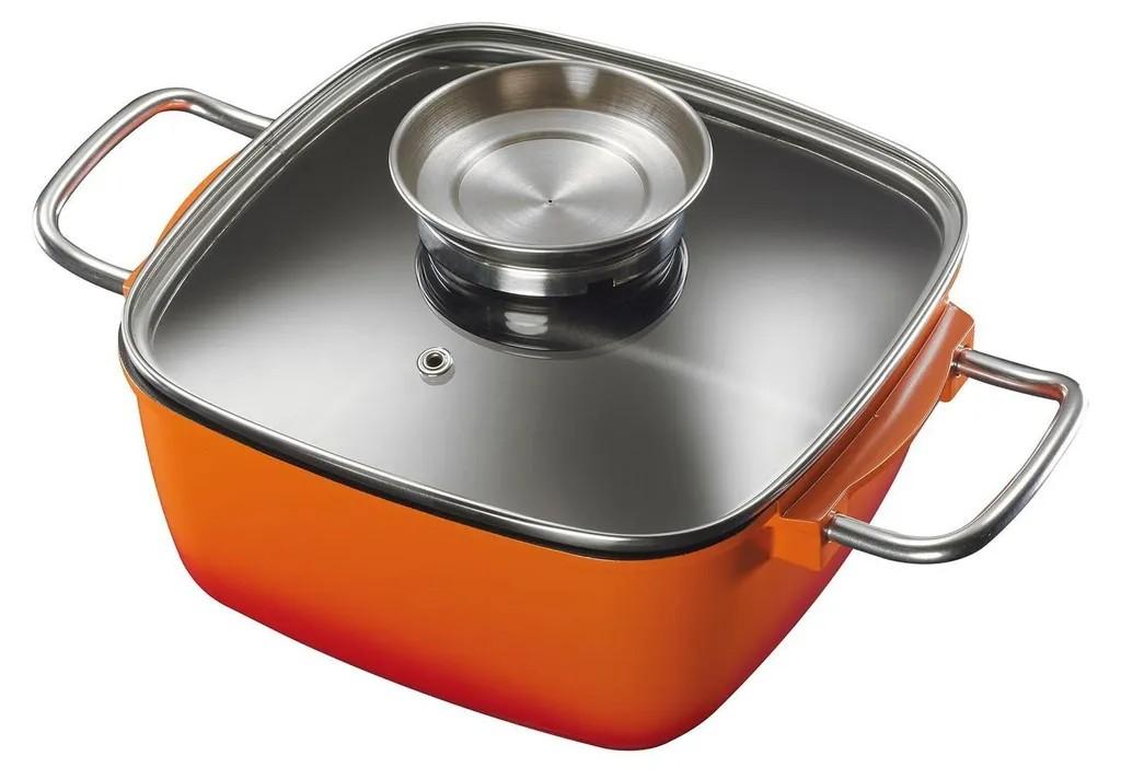 20x20cm KING® Bräter Aluguss 3L Farbe: Orange 