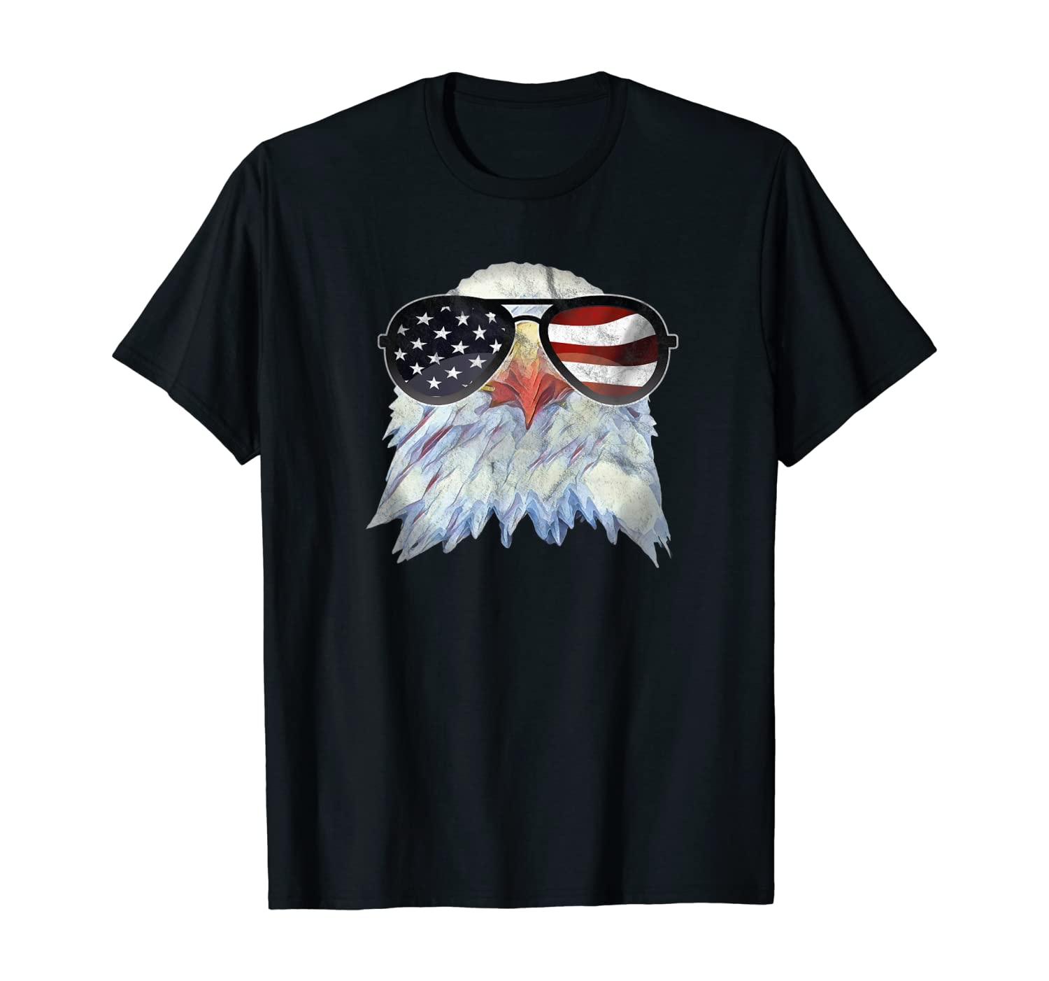 Adler mit USA Flagge Sonnenbrille Shirt Amerika 4th of July T-Shirt