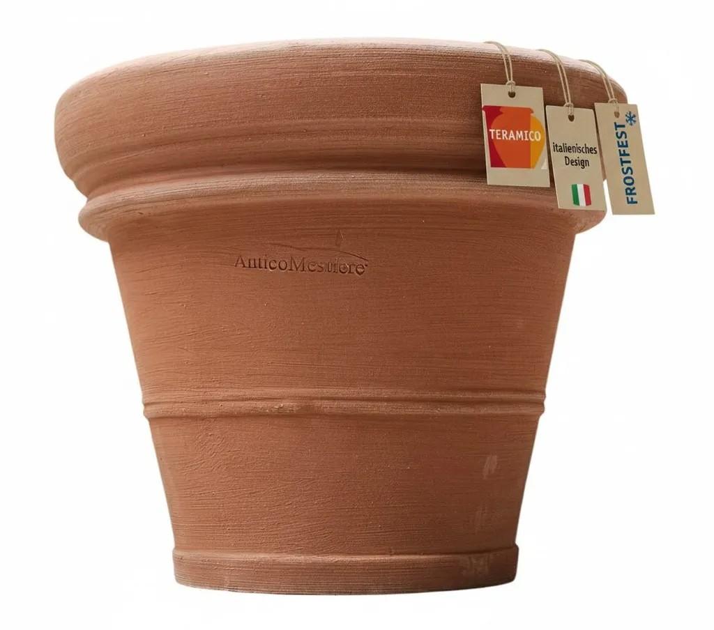 Teramico Blumentopf Terracotta "Doppio Bordo" frostfest optional mit Teller