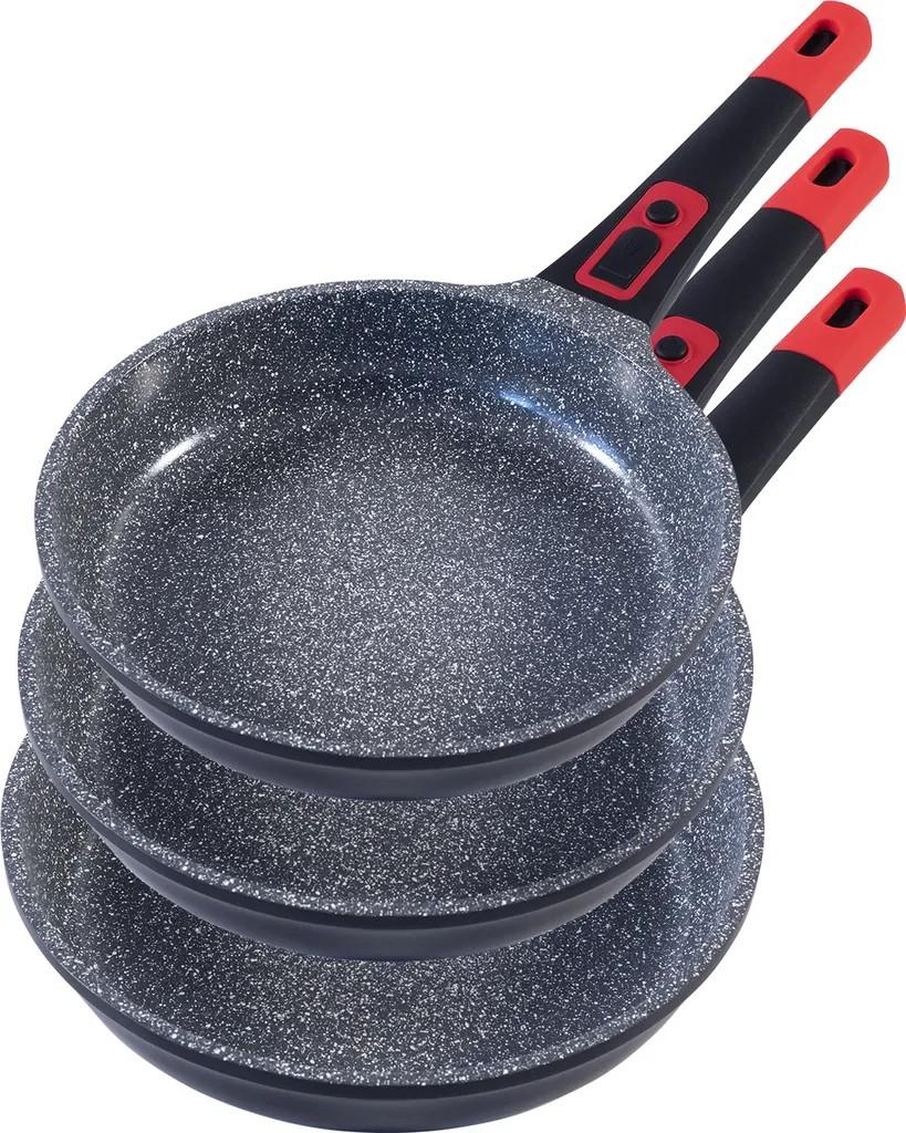 3tlg. Bratpfannenset KING® CLICK-GRIP / abnehmbare Pfannengriffe