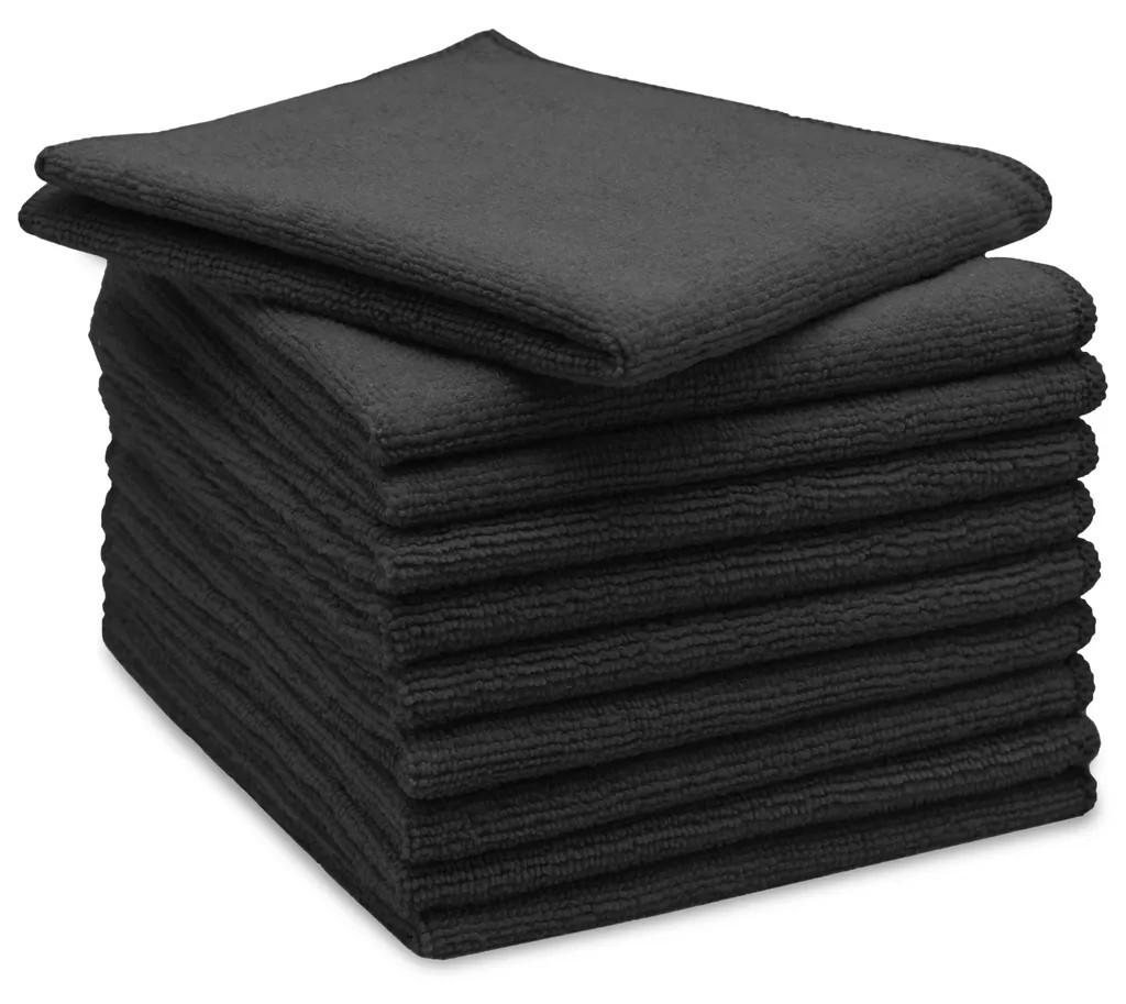 10er Set Mikrofasertücher für streifenfreien Glanz, saugstark, schwarz