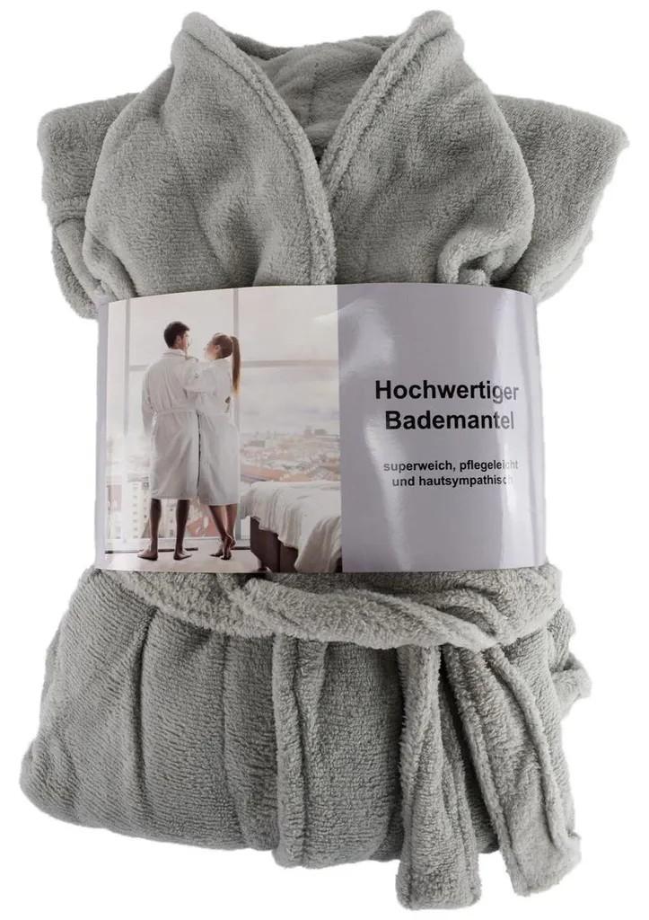 Hochwertiger Bademantel mit weicher Struktur in Grau S - XL