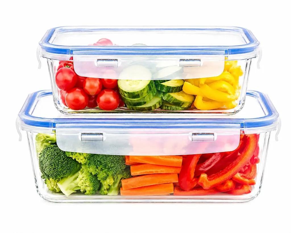 2er Set Frischhaltedosen 1,5L+1000ml Glas 