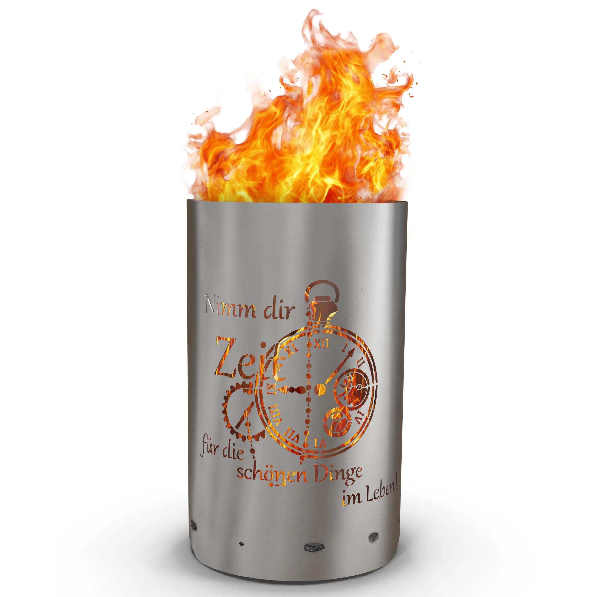 Feuertonne Feuerkorb mit Zeit Motiv – Verleihen Sie Ihrem Garten ein besonderes Ambiente für unvergessliche Abende mit ihren Freunden