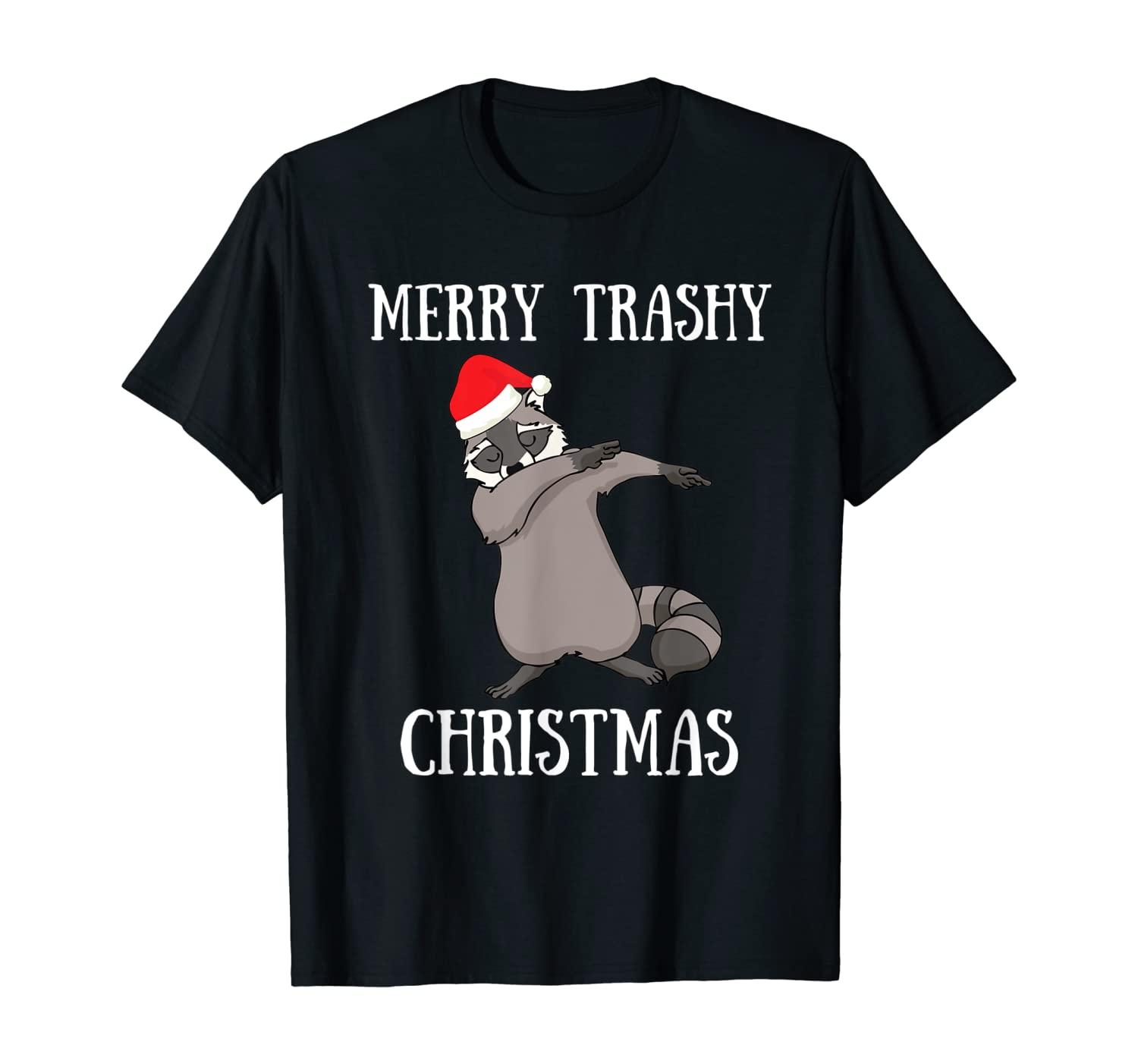 Merry Trashy Christmas Dabbing Raccoon Waschbär Dab Dance T-Shirt