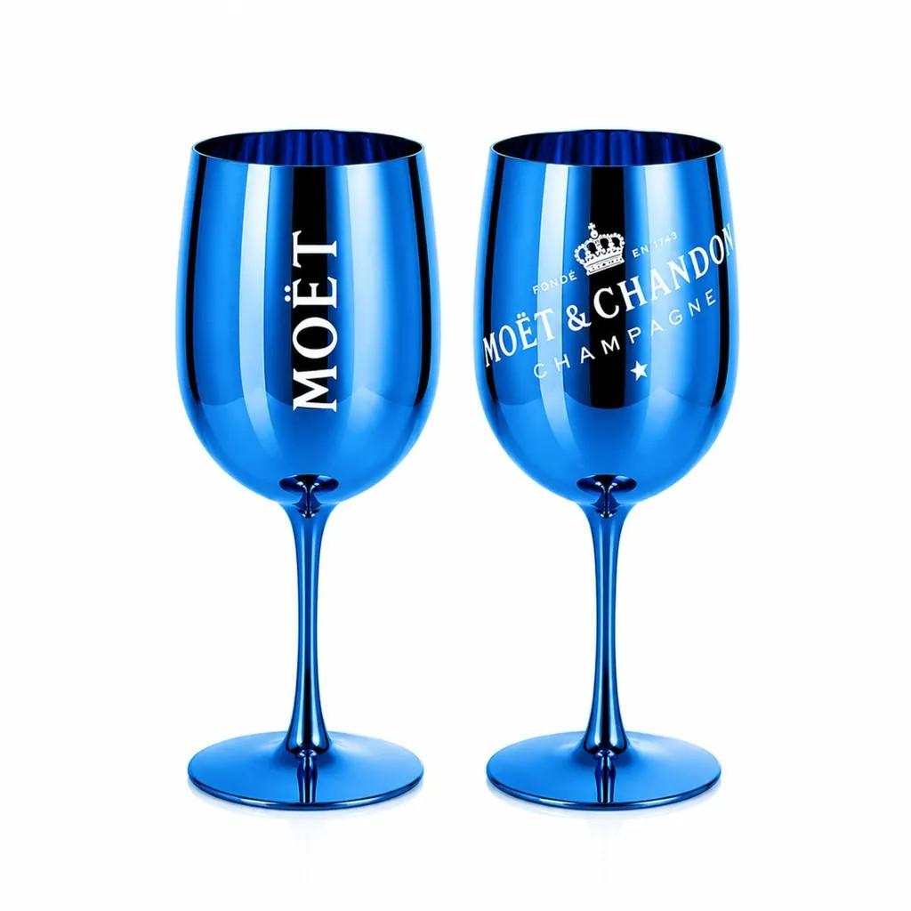 Blaue Champagnerbecher 2er Set aus Kunststoff