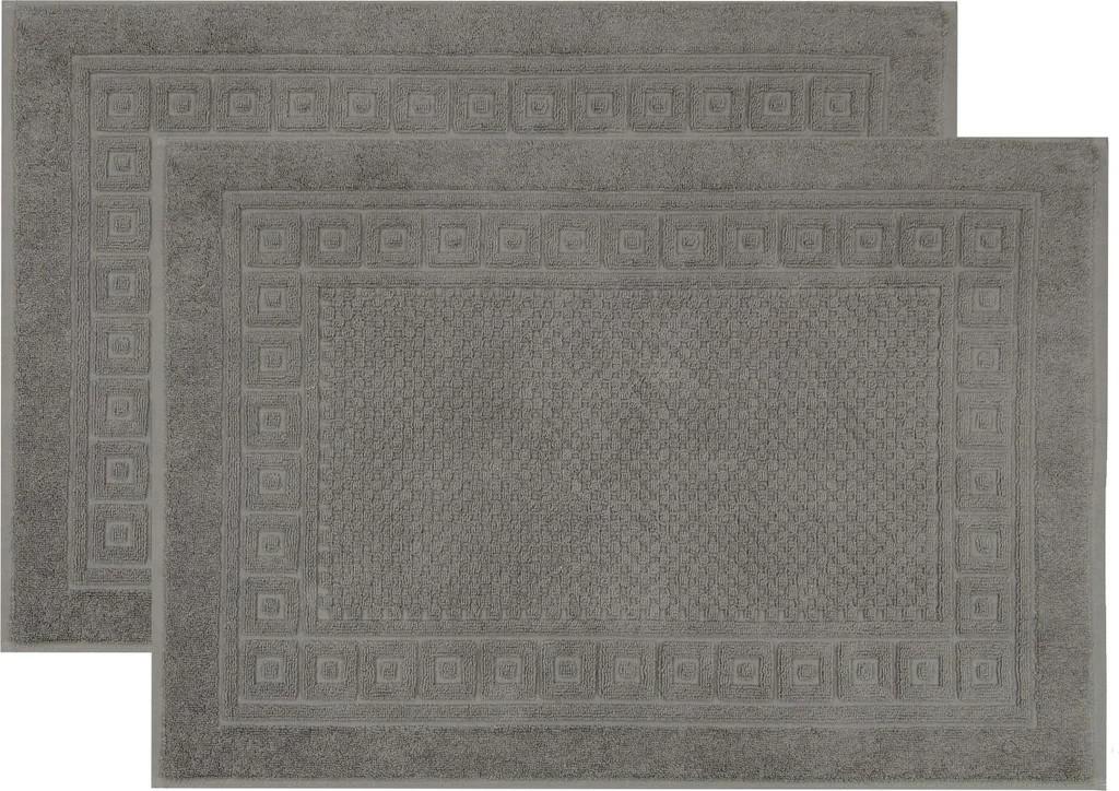 2er Set Badematte Badvorleger mit Waffelmuster, 100% Baumwolle, 50x70 cm, grau