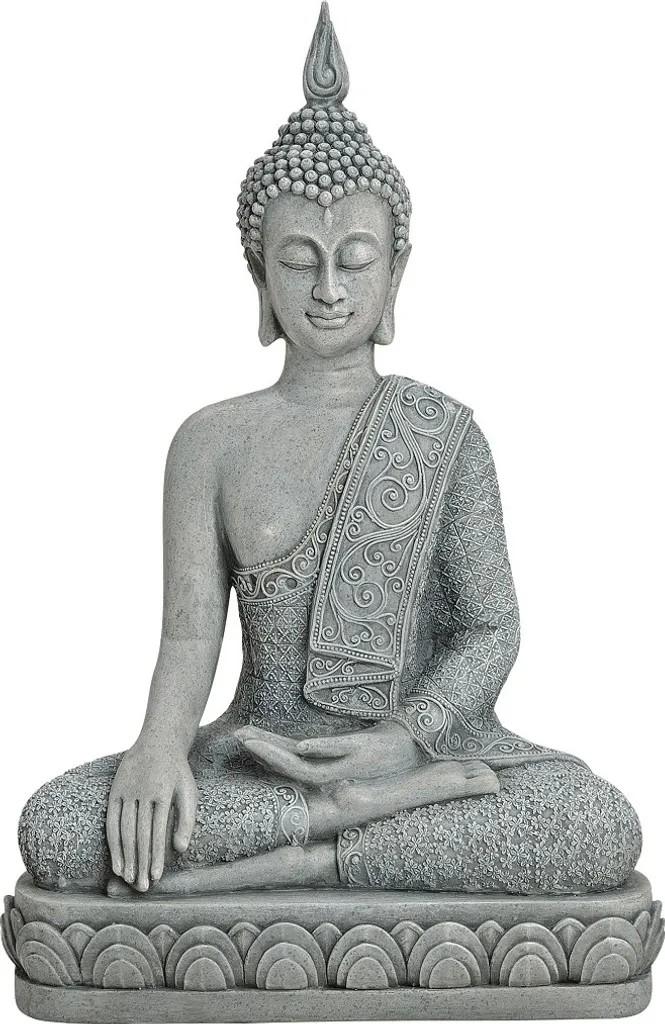 XL Buddha Figur in Grau 39 cm groß Feng Shui