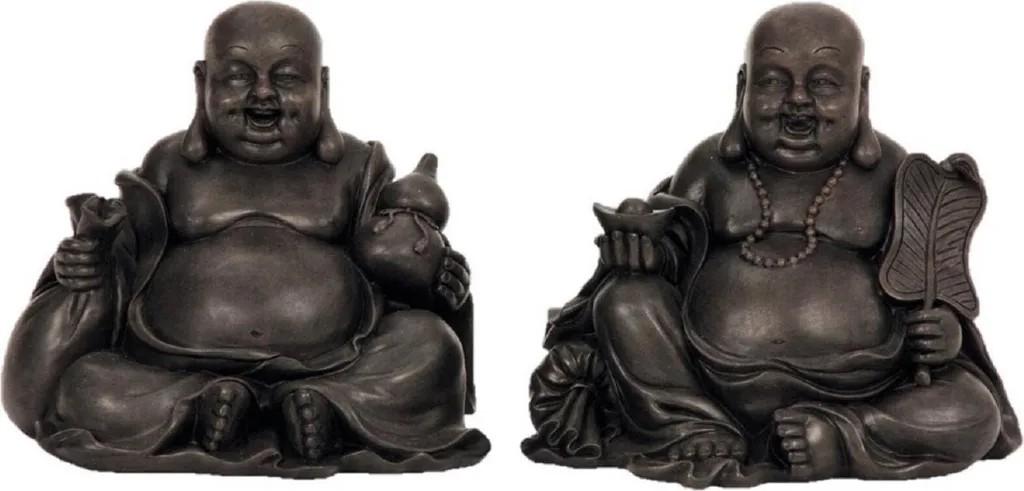 2 Stück Buddha Figuren sitzt und lacht 15 cm Skulpturen