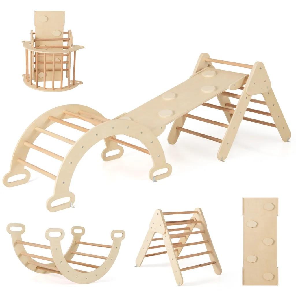 COSTWAY 4 in 1 Kletterdreieck & Kletterbogen & Leiter & Rutsche
