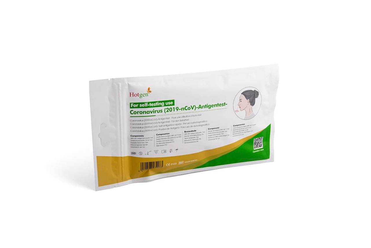 Hotgen Laientest im Polybeutel - CE0123 TÜV SÜD ZERTIFIZIERT: - Coronavirus (2019-nCoV) - Antigentest - Selbsttest für Zuhause (1er Set)