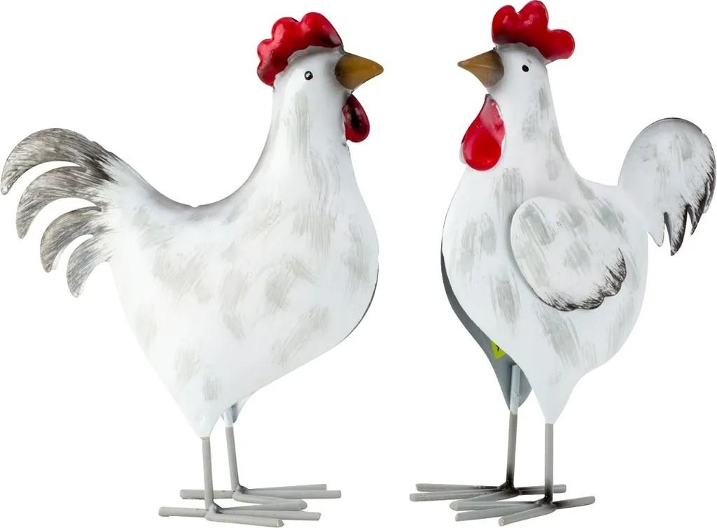 Hahn und Henne Metall Gartenfiguren 21cm