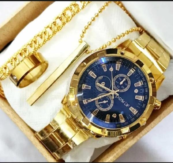Watch Combo Set for Men Stainless Steel Watch and Bracelet Fashion and Luxury Style Multiple Colors | 