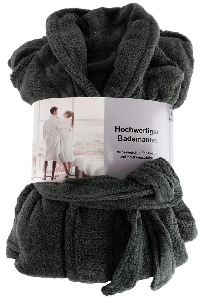 Hochwertiger Bademantel mit weicher Struktur in Anthrazit S - XL