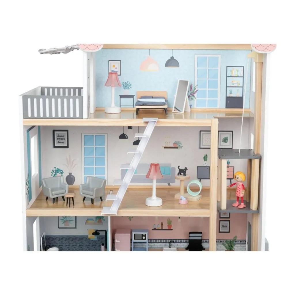 Playtive Holz Puppenhaus 54-teilig ca. B 64 x H 80 x T 31 cm NEU