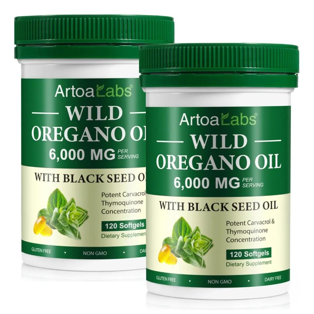 Wildes Oregano Öl 6000mg Schwarzkümmelöl Hochdosiert 2x 120 Softgels